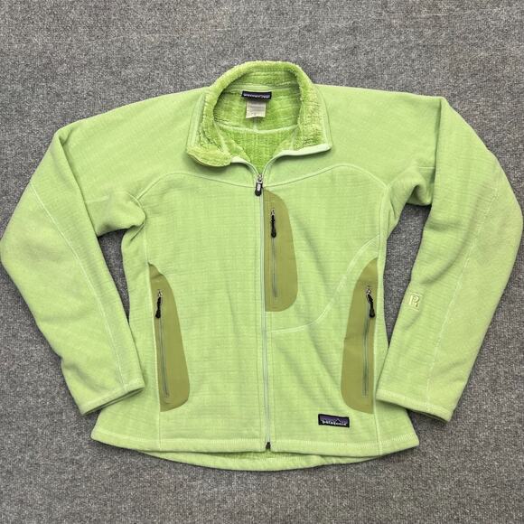Patagonia R3 Jacket Womens Medium Green Polartec Fleece Lined Full Zip - Picture 1 of 14